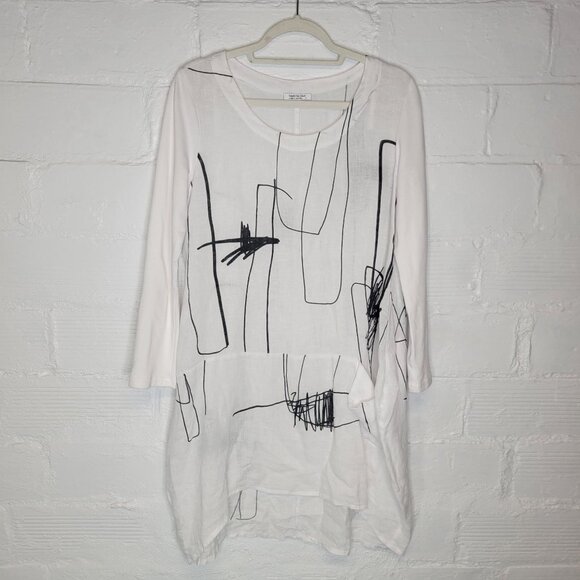 Banana Blue Australia Dresses & Skirts - Banana Blue Australia Women's Small Tunic Shirt Dress Linen White Black